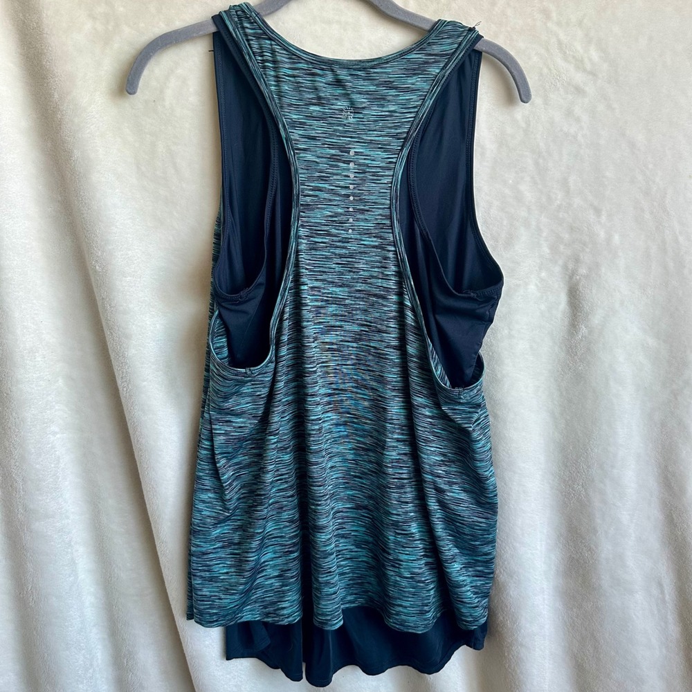 Tangerine Double Layer Racerback Tank Top L Teal Blue Space Dye Reflective Gym - Picture 4 of 6